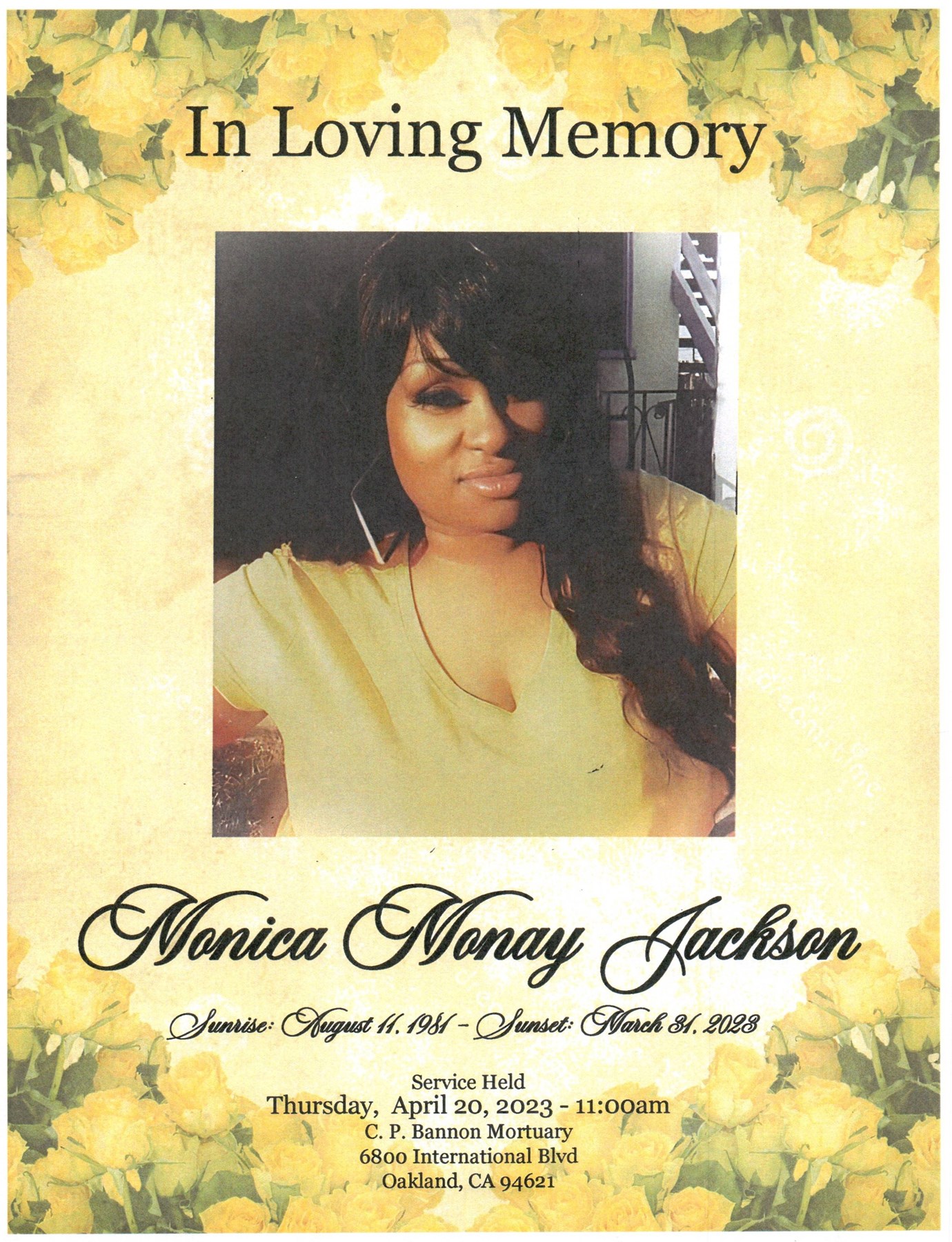 Obituary of Monica Jackson