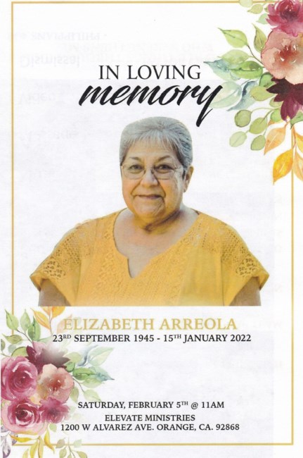 Obituary of Elizabeth Ann Arreola