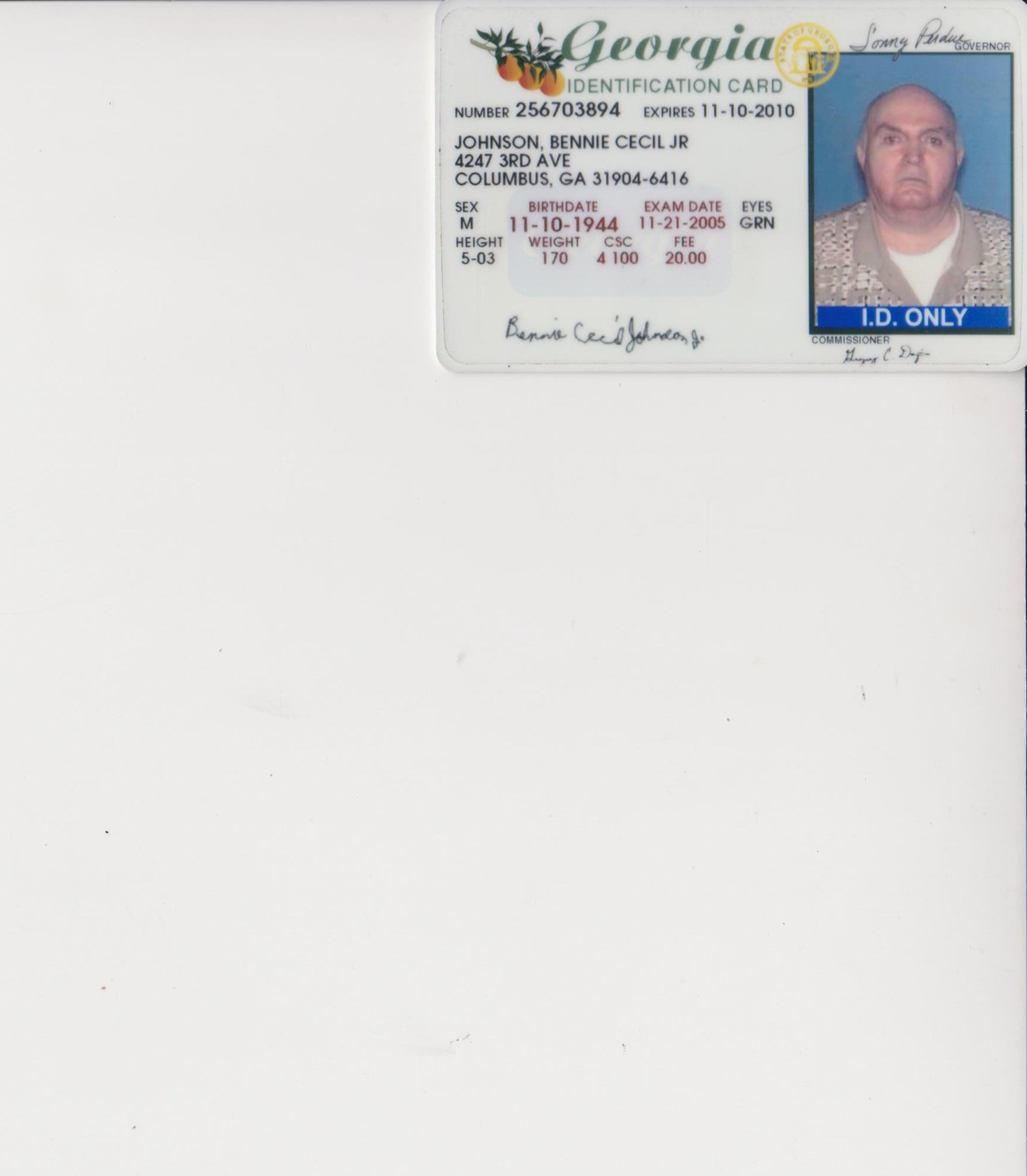 Obituary of Bennie Cecil Johnson Jr.