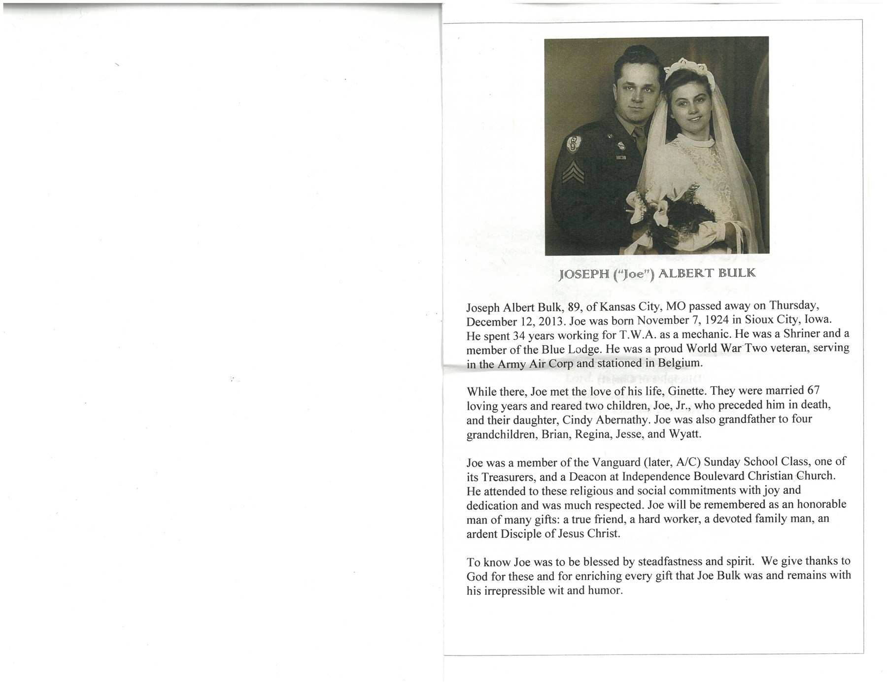 Obituary of Ginette Bulk