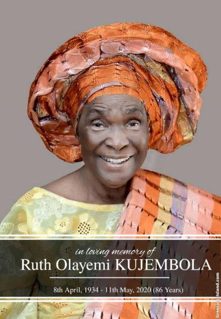 Avis de décès de Ruth Olayemi Kujembola