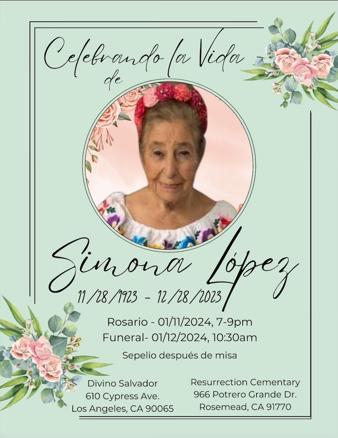 Obituary of Simona Lopez