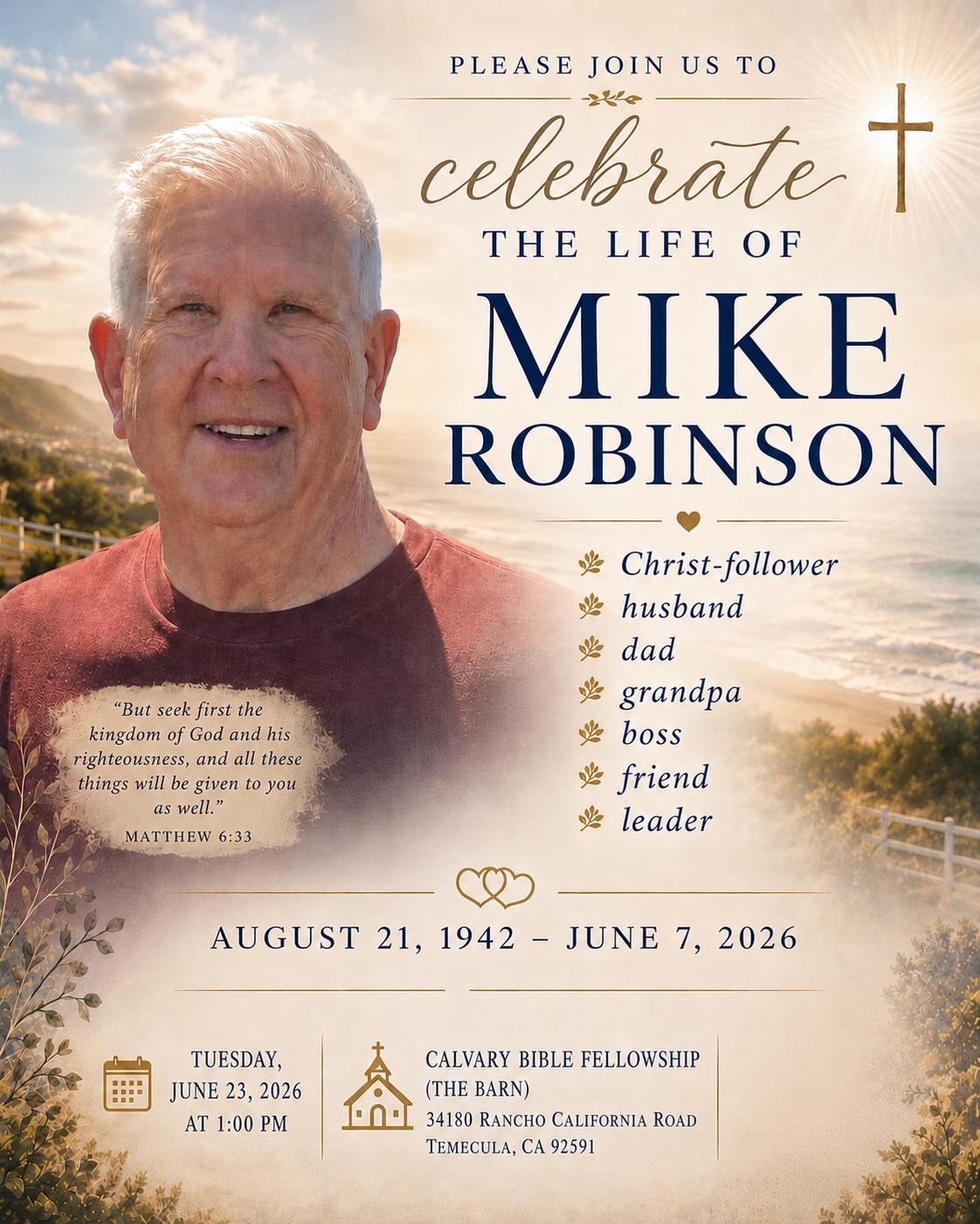 Obituary of Michael Harold Robinson