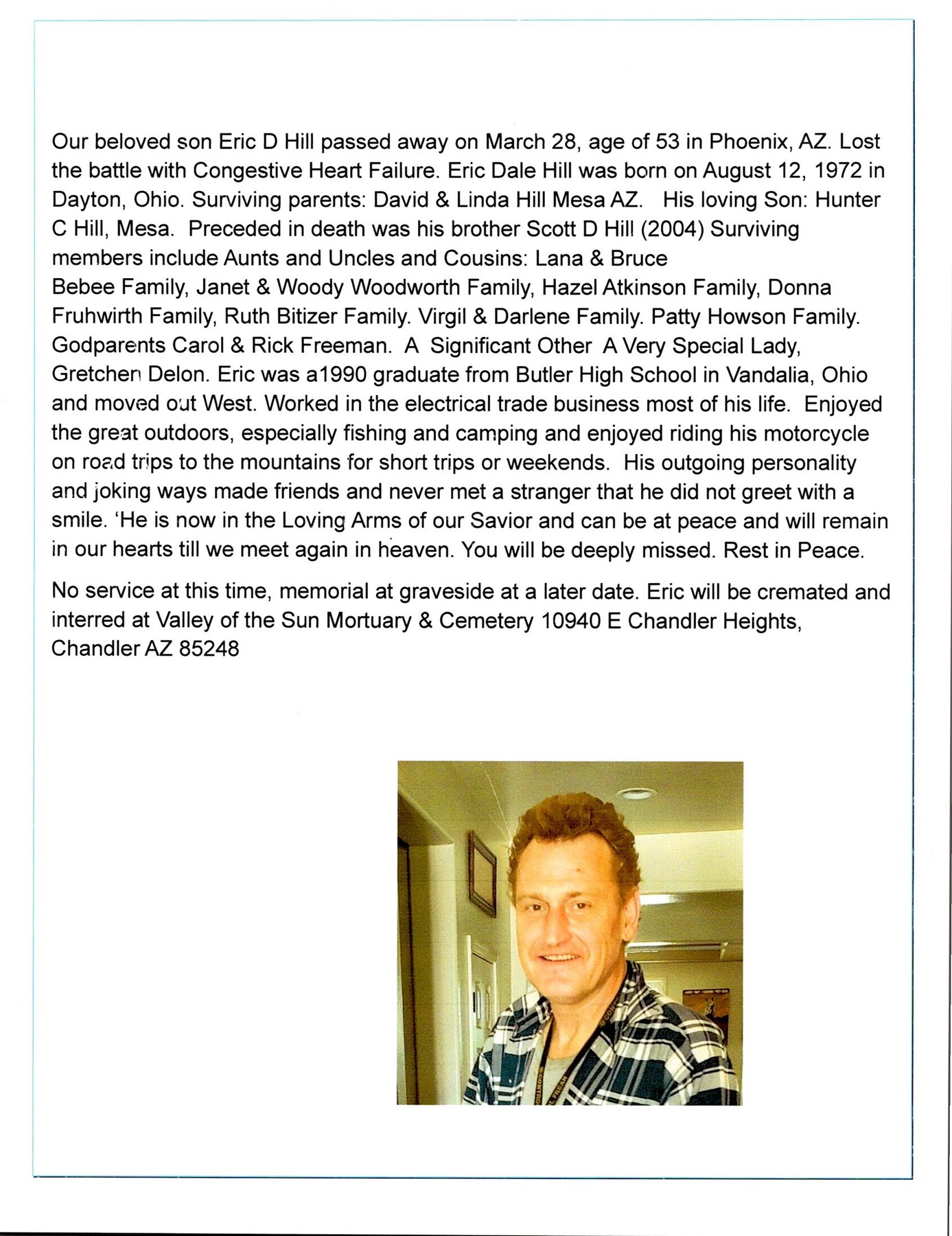 Obituary of Eric Dale Hill