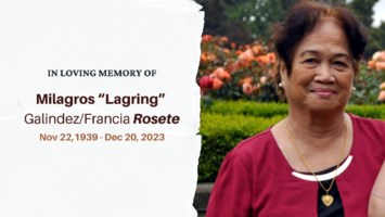 Obituary of Milagros "Lagring" Galindez Francia Rosete