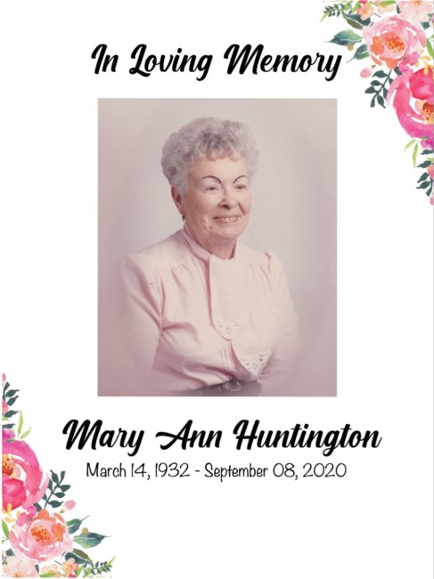 Obituary of Mary Ann Huntington