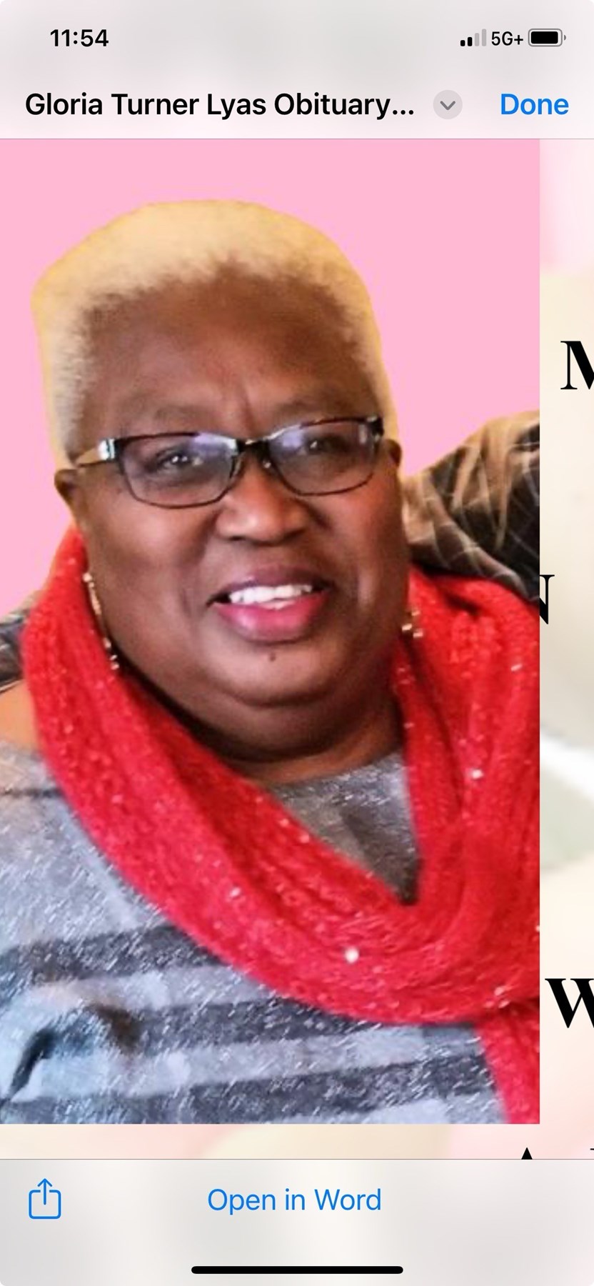 Obituary of Gloria M Turner- Lyas