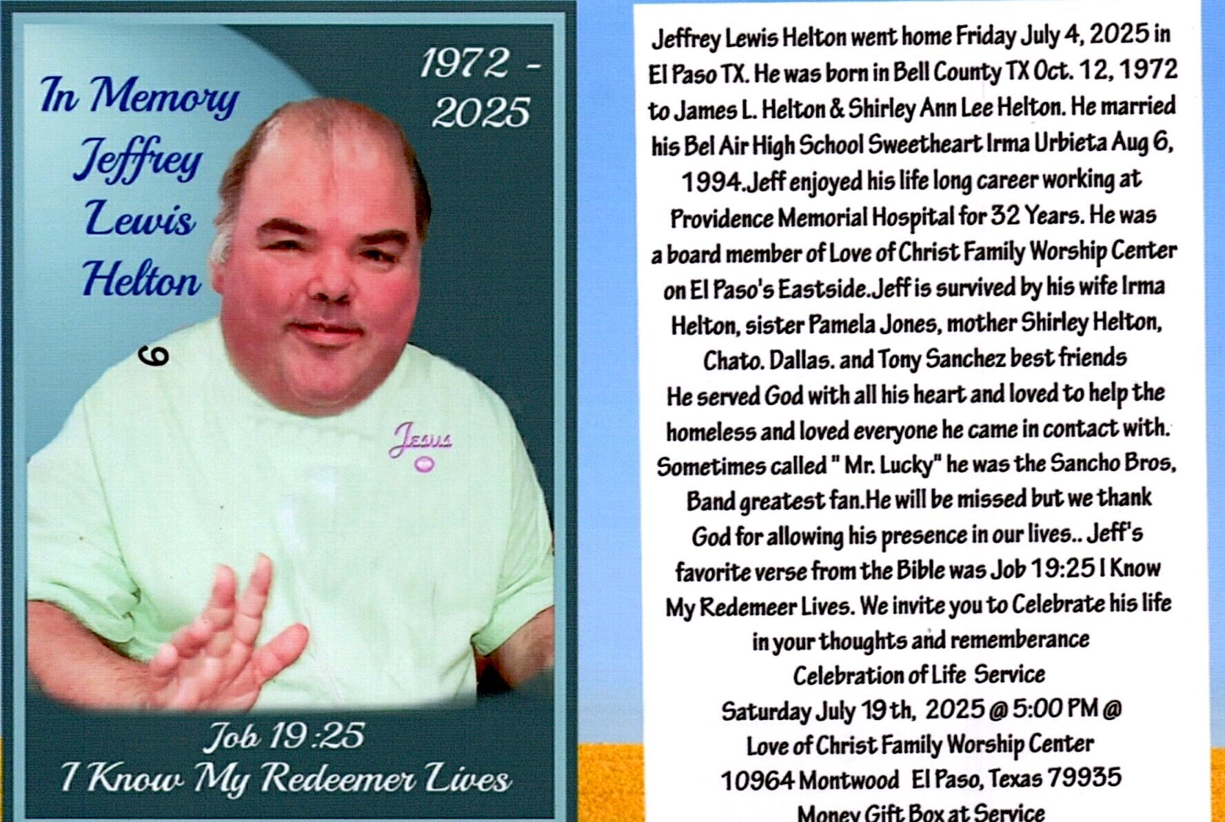 Jeffrey Helton Obituary El Paso, TX