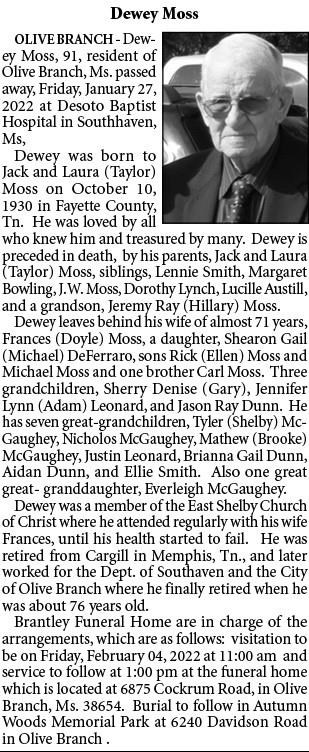 Obituary of Dewey Moss