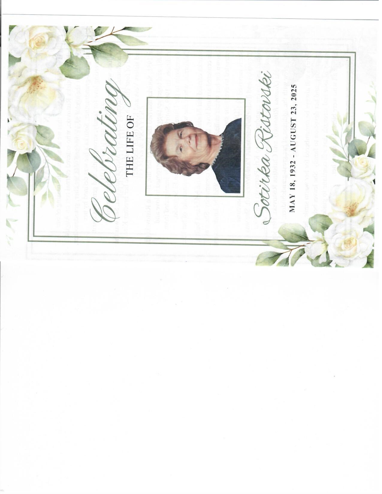 Obituary of Sotirka Ristovski