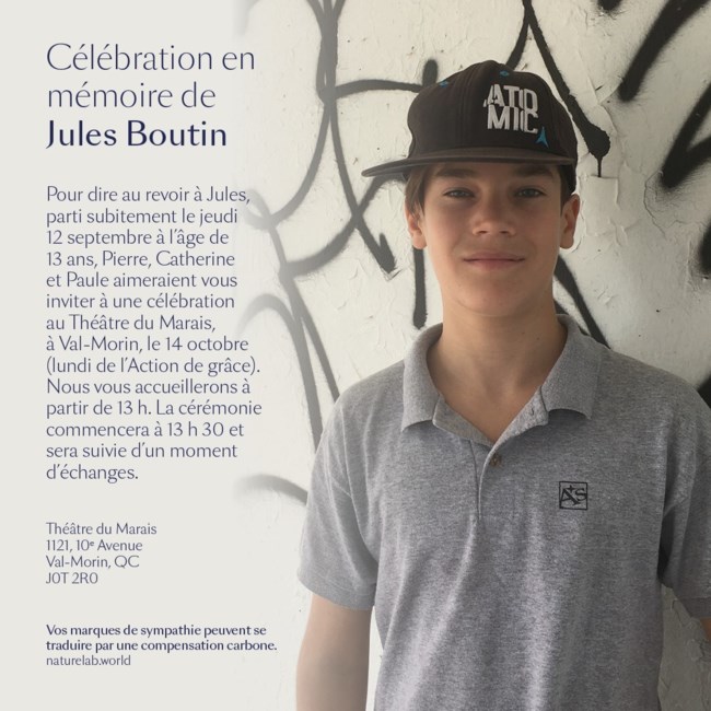 Avis de décès de Jules Boutin