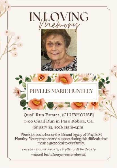 Obituary of Phyllis Marie Huntley