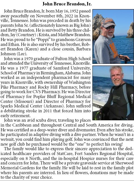 Obituary of John Bruce Brandon Jr.