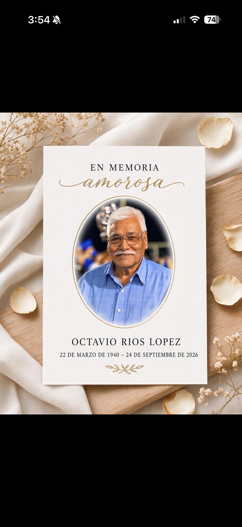 Obituary of Octavio Rios Lopez