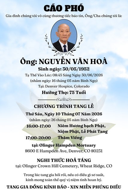 Obituary of Hoa van Nguyen