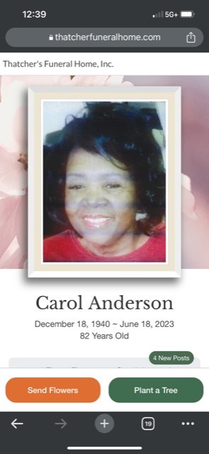Obituary of Carol Anderson
