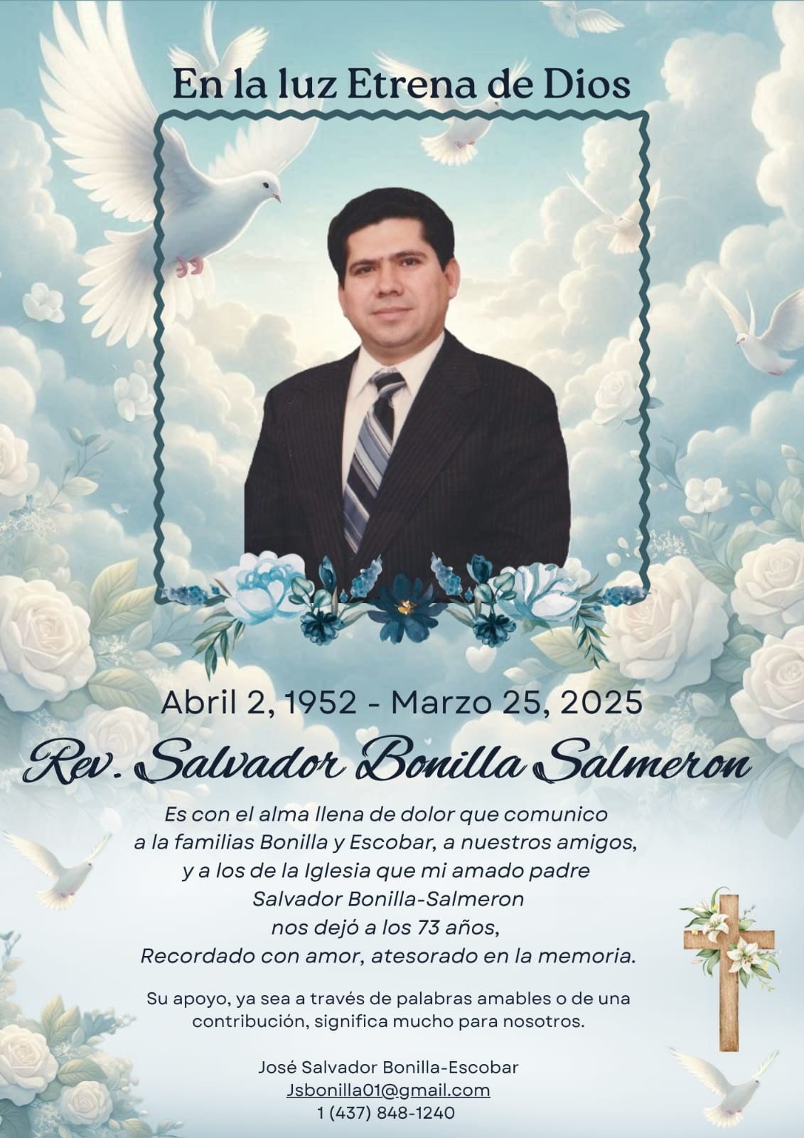 Obituary of Rev. Salvador Bonilla-Salmeron