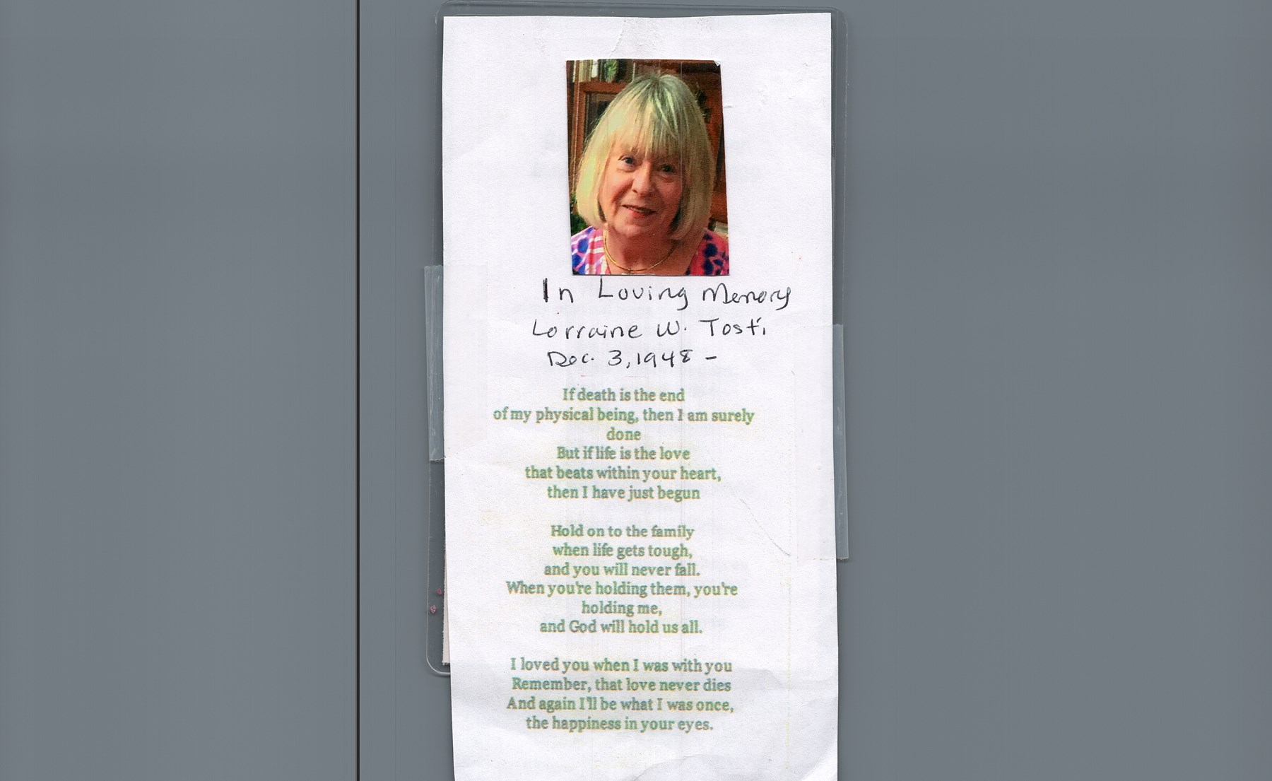 Obituary of Lorraine Tosti