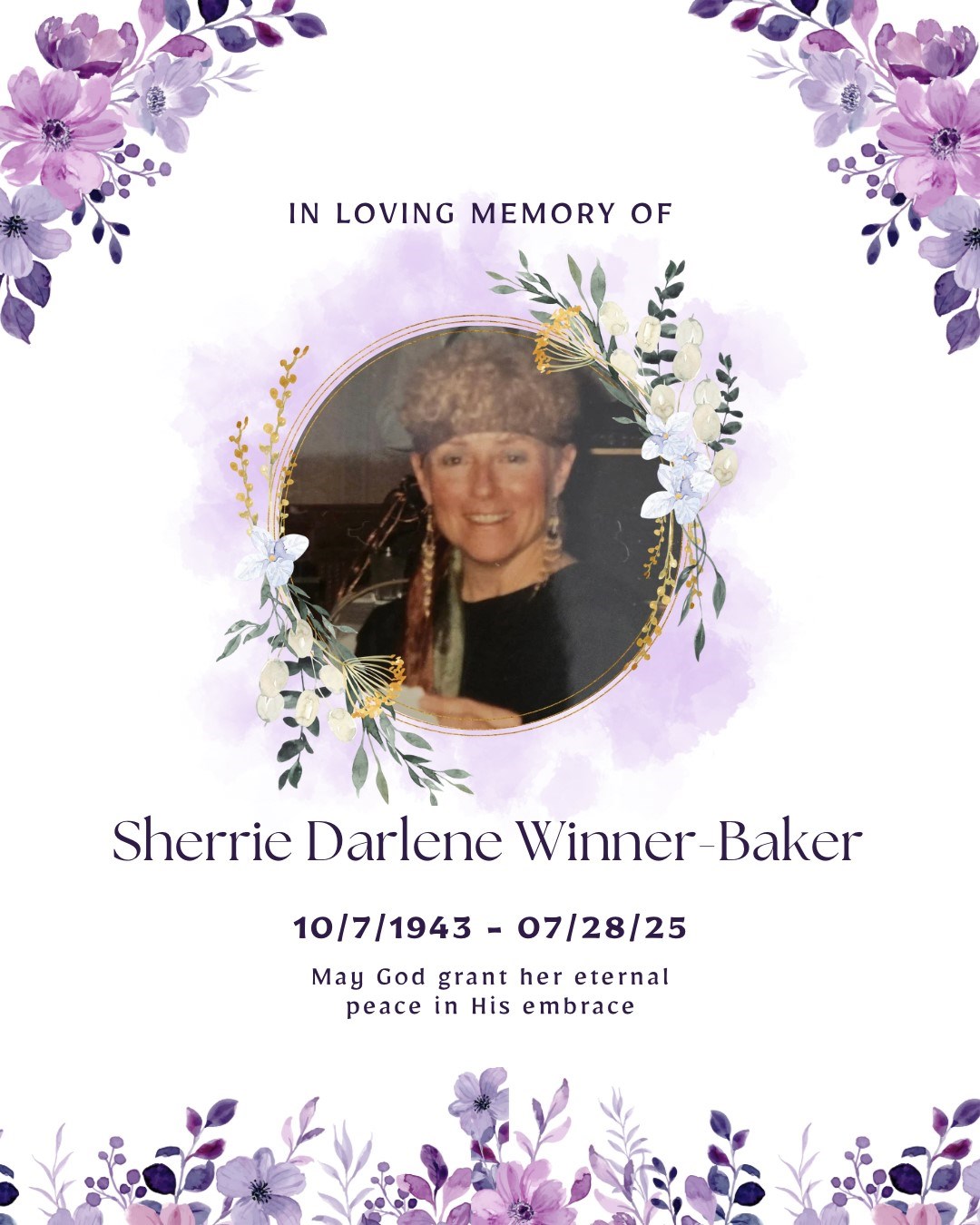 Avis de décès de Sherrie Darlene Winner-Baker