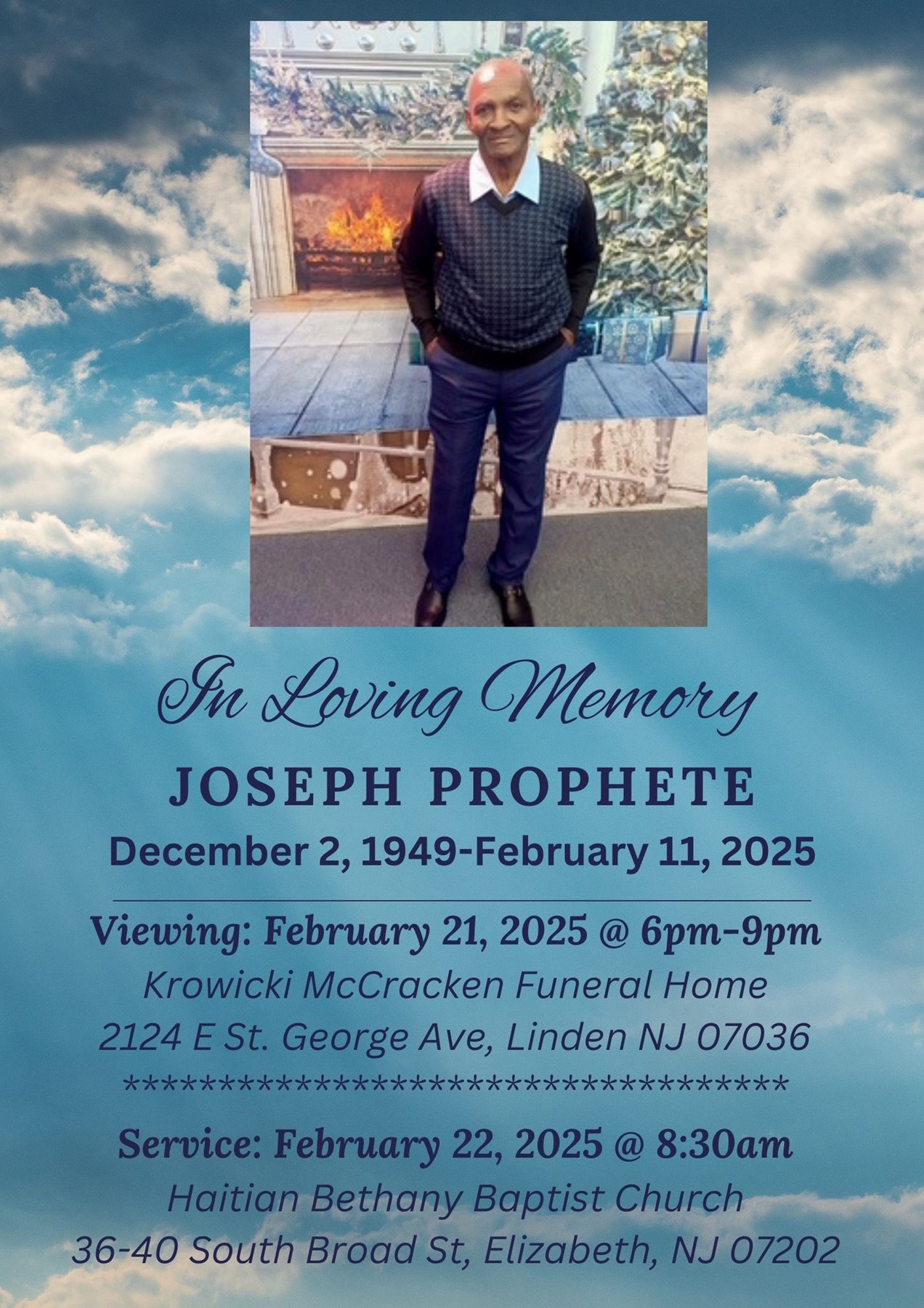 Avis de décès de Joseph Prophete