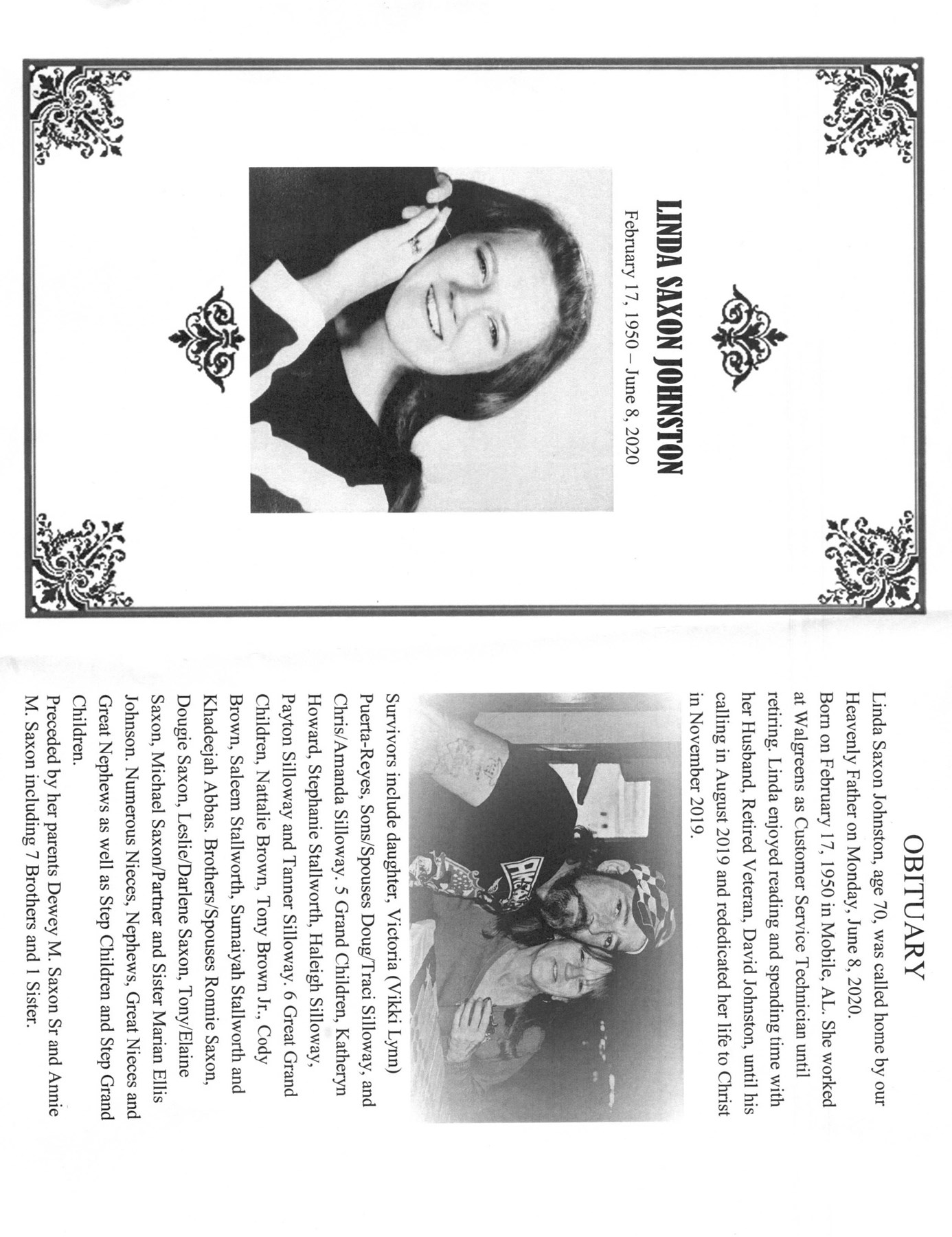 Obituary of Linda Saxon Johnston