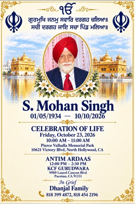 Obituary of Mohan Singh