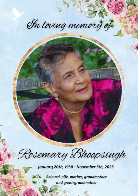 Obituary of Rosemary Bhoopsingh